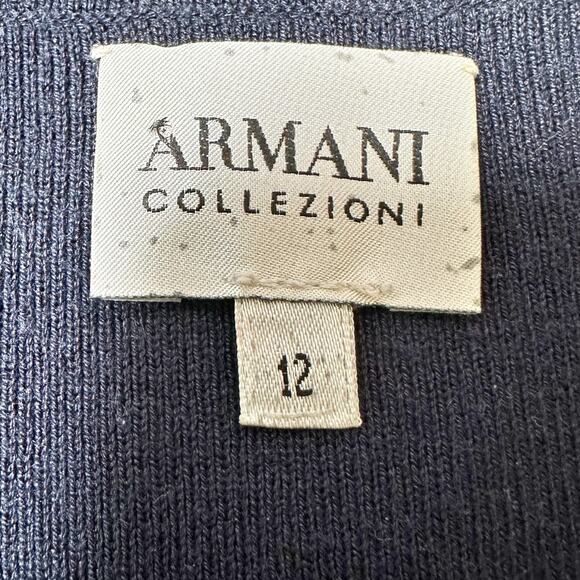 Armani Collezioni Women Silk Blend Long Sleeves Basic Cardigan Top Navy Blue 12 - Picture 6 of 16